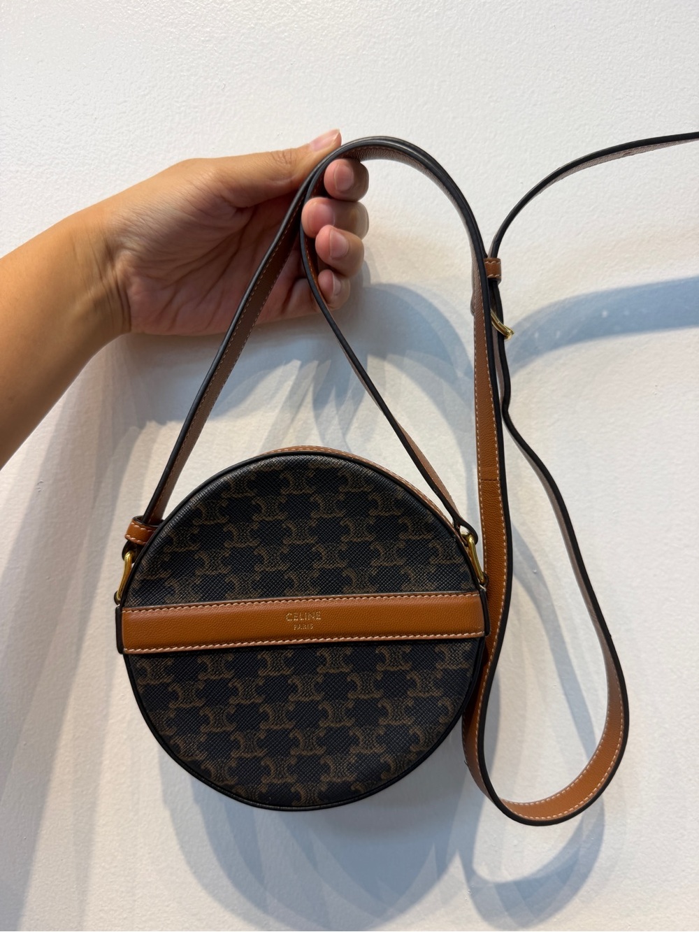 Celine Brown & Tan Round Crossbody Bag